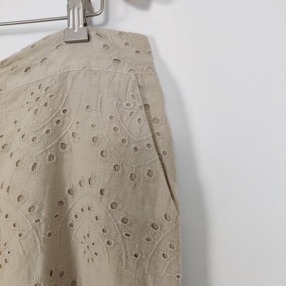 Modai Women's NEW Shorts Size L Beige Cotton Lined Eyelet Resortwear Lightweight - Picture 5 of 10